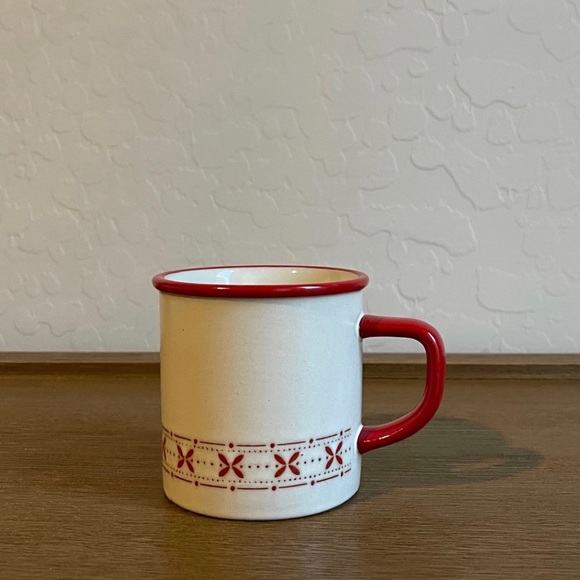 Hearth & Hand 9.5oz Fair Isle Stripe Stoneware Christmas Mug Cream/Red - Picture 3 of 5
